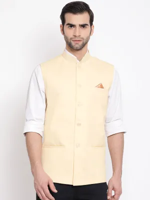 VASTRAMAY Cream Nehru Jacket for Men