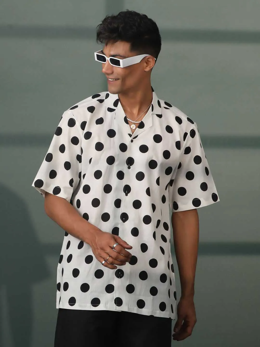 VASTRAMAY Men's Polka Dot Cotton Shirt