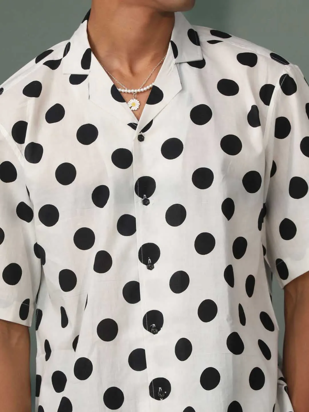 VASTRAMAY Men's Polka Dot Cotton Shirt