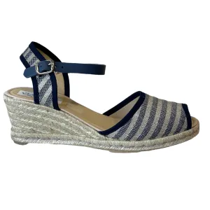 Via Nova Fallie Navy & Beige Wedge Espadrilles