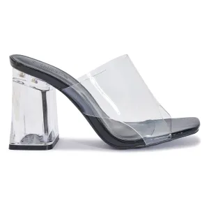 WFRICKY1 WIDE FIT BLOCK HEEL PERSPEX MULE