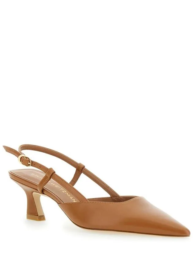 'Winnie' Brown Slingback Pumps Wirh Medium Heel In Leather Woman