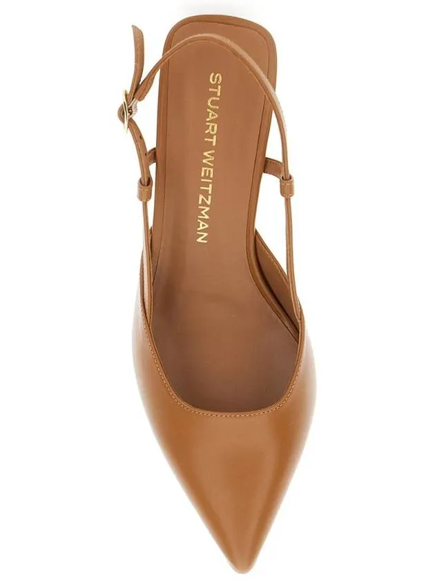 'Winnie' Brown Slingback Pumps Wirh Medium Heel In Leather Woman