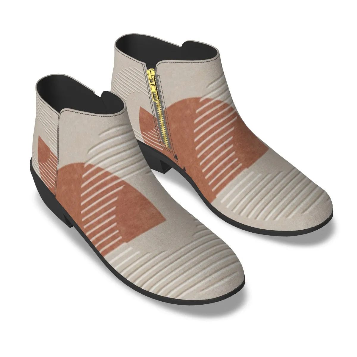Women's Fashion Boots67 beige, and rust print