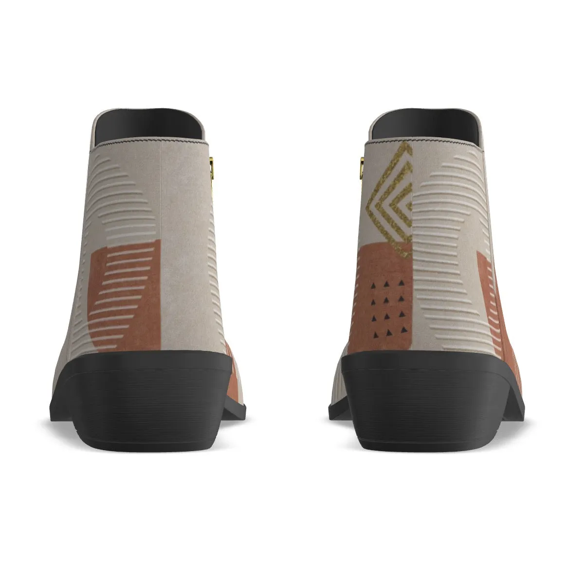 Women's Fashion Boots67 beige, and rust print