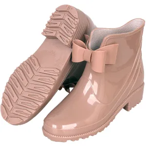 Women‘s fashion bowknot ankle high antiskid rain boots