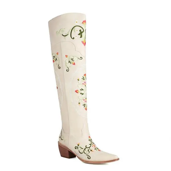 Women's Vintage Embroidered Over the Knee Boots 03427308S