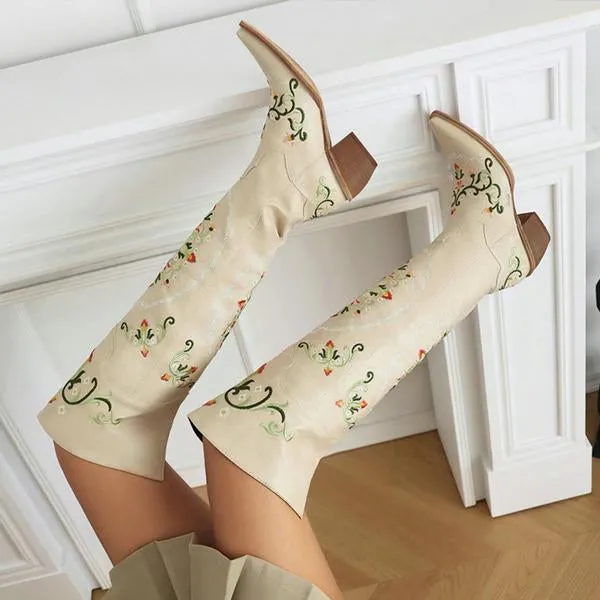 Women's Vintage Embroidered Over the Knee Boots 03427308S